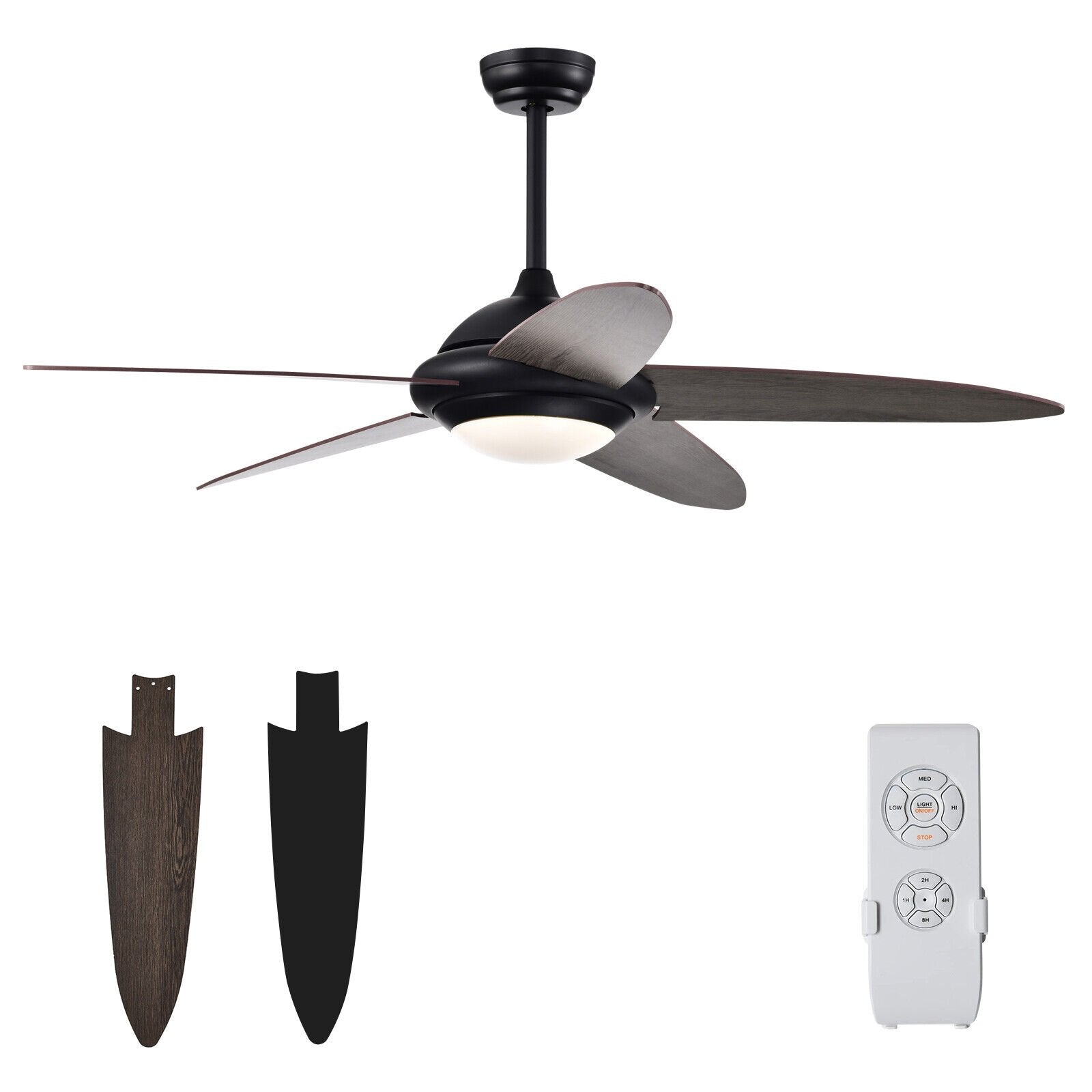 52 Inch Ceiling Fan with Lights and 3 Lighting Colors, Black Ceiling Fans   at Gallery Canada