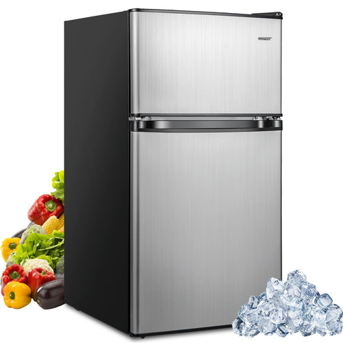 3.2 Cu. Ft Compact Mini Fridge with 5 Temperature Settings-Sliver, Silver
