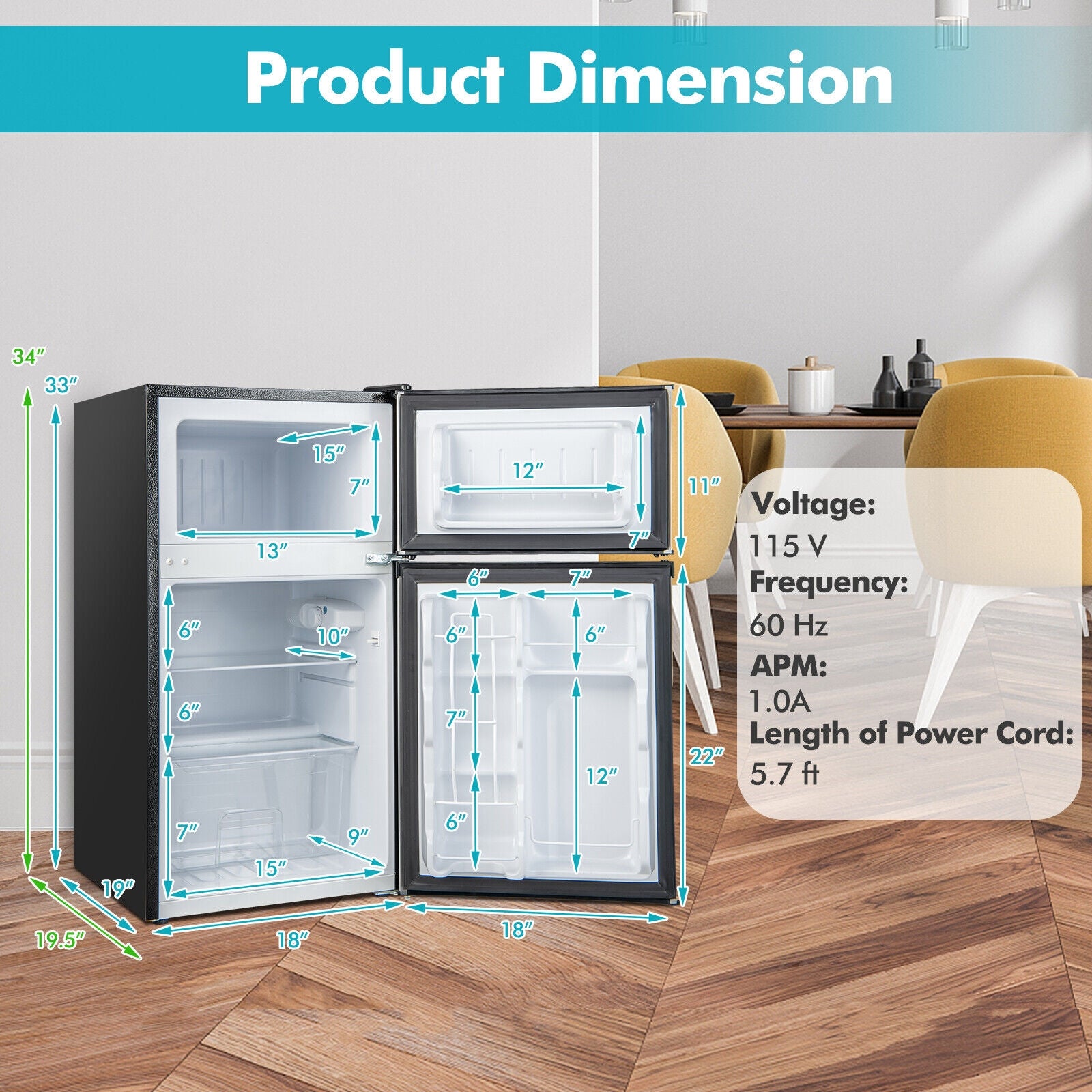 3.2 Cu. Ft Compact Mini Fridge with 5 Temperature Settings-Sliver, Silver Refrigerators & Freezers at Gallery Canada