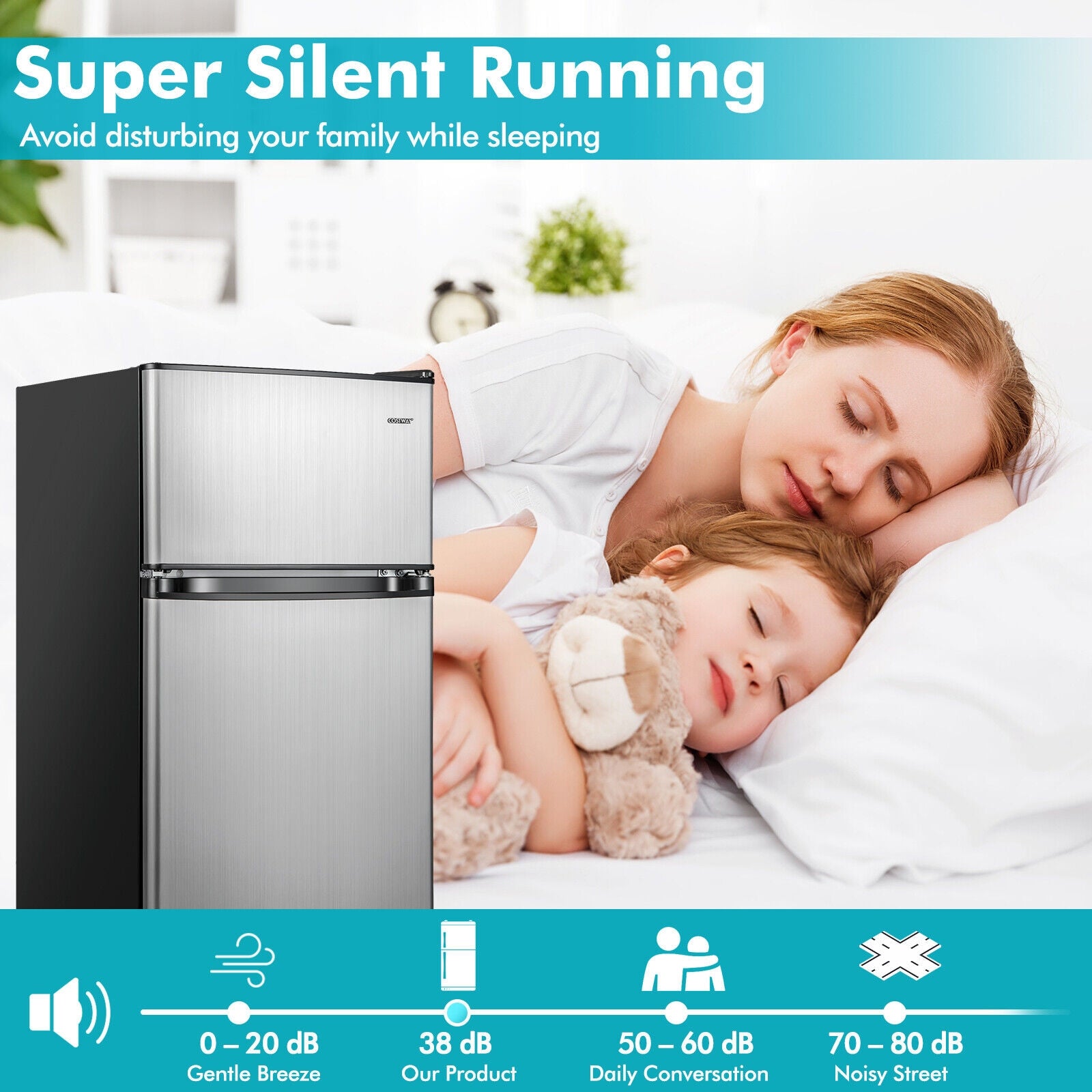 3.2 Cu. Ft Compact Mini Fridge with 5 Temperature Settings-Sliver, Silver Refrigerators & Freezers at Gallery Canada