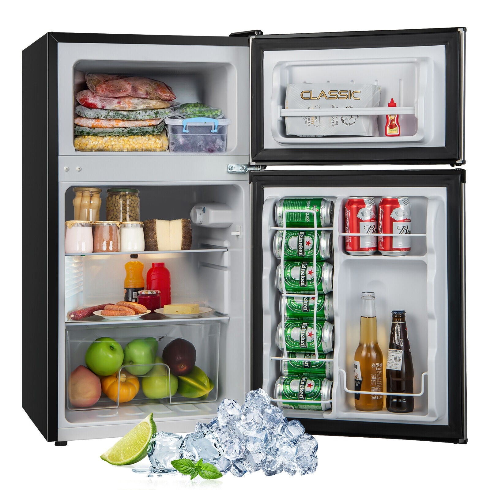 3.2 Cu. Ft Compact Mini Fridge with 5 Temperature Settings-Sliver, Silver Refrigerators & Freezers at Gallery Canada