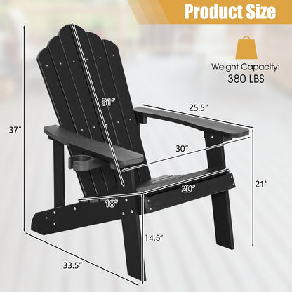 Weather Resistant HIPS Outdoor Adirondack Chair with Cup Holder, Black Adirondack Chairs   at Gallery Canada