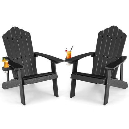 Weather Resistant HIPS Outdoor Adirondack Chair with Cup Holder, Black Adirondack Chairs   at Gallery Canada