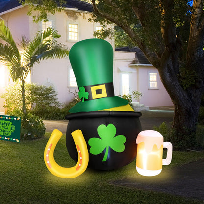 5 Feet St Patrick's Day Inflatable Decoration with Leprechaun Hat, Green - Gallery Canada