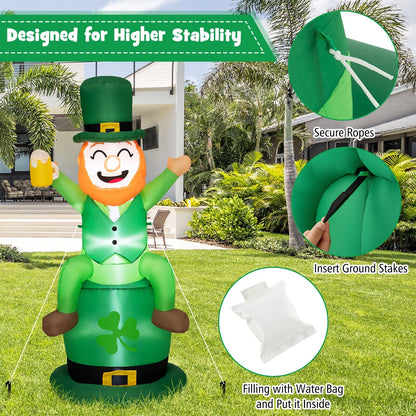 5 Feet St Patrick's Day Inflatable Decoration Leprechaun Sitting on Hat, Green - Gallery Canada