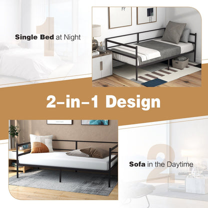 Twin Size Metal Daybed Frame for Living Room Bedroom, Black Trundle Bed Frame   at Gallery Canada