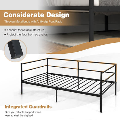 Twin Size Metal Daybed Frame for Living Room Bedroom, Black Trundle Bed Frame   at Gallery Canada