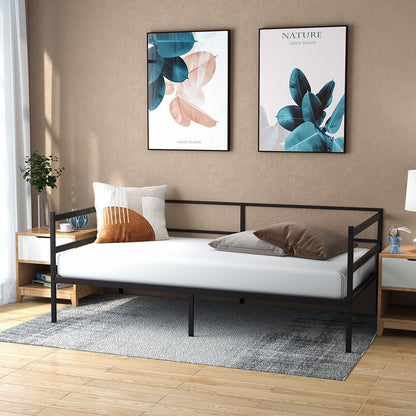 Twin Size Metal Daybed Frame for Living Room Bedroom, Black Trundle Bed Frame   at Gallery Canada