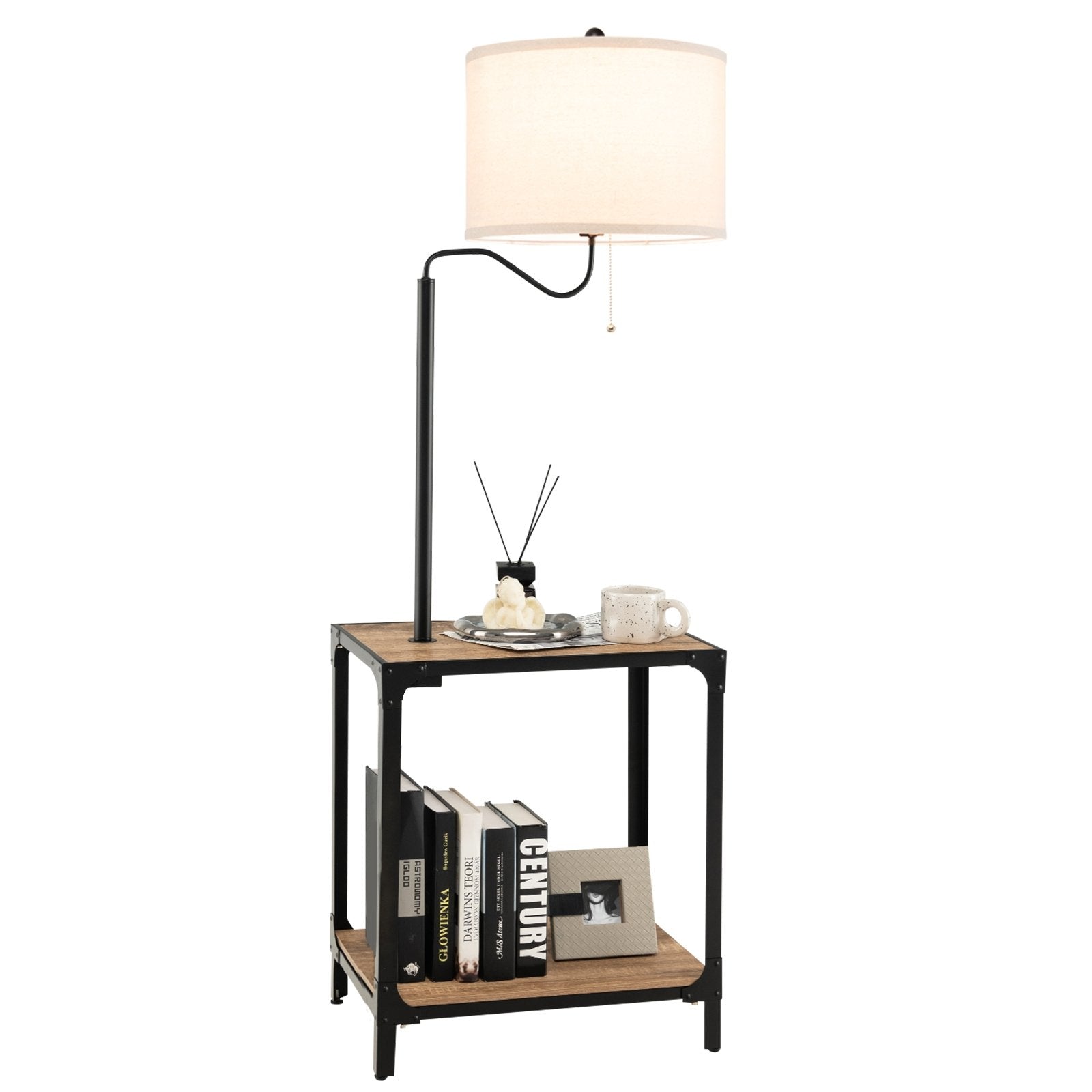 360° Rotatable Floor Lamp with End Table and USB Charging Ports, Black Table & Floor Lamps   at Gallery Canada