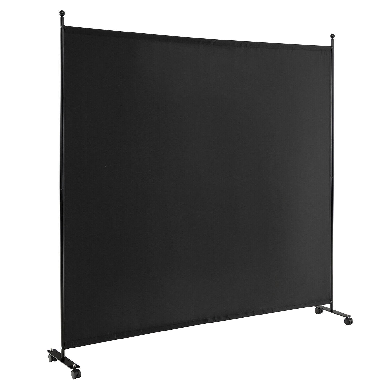 6 Feet Single Panel Rolling Room Divider with Smooth Wheels, Black Room Dividers   at Gallery Canada