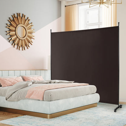 6 Feet Single Panel Rolling Room Divider with Smooth Wheels, Brown Room Dividers   at Gallery Canada