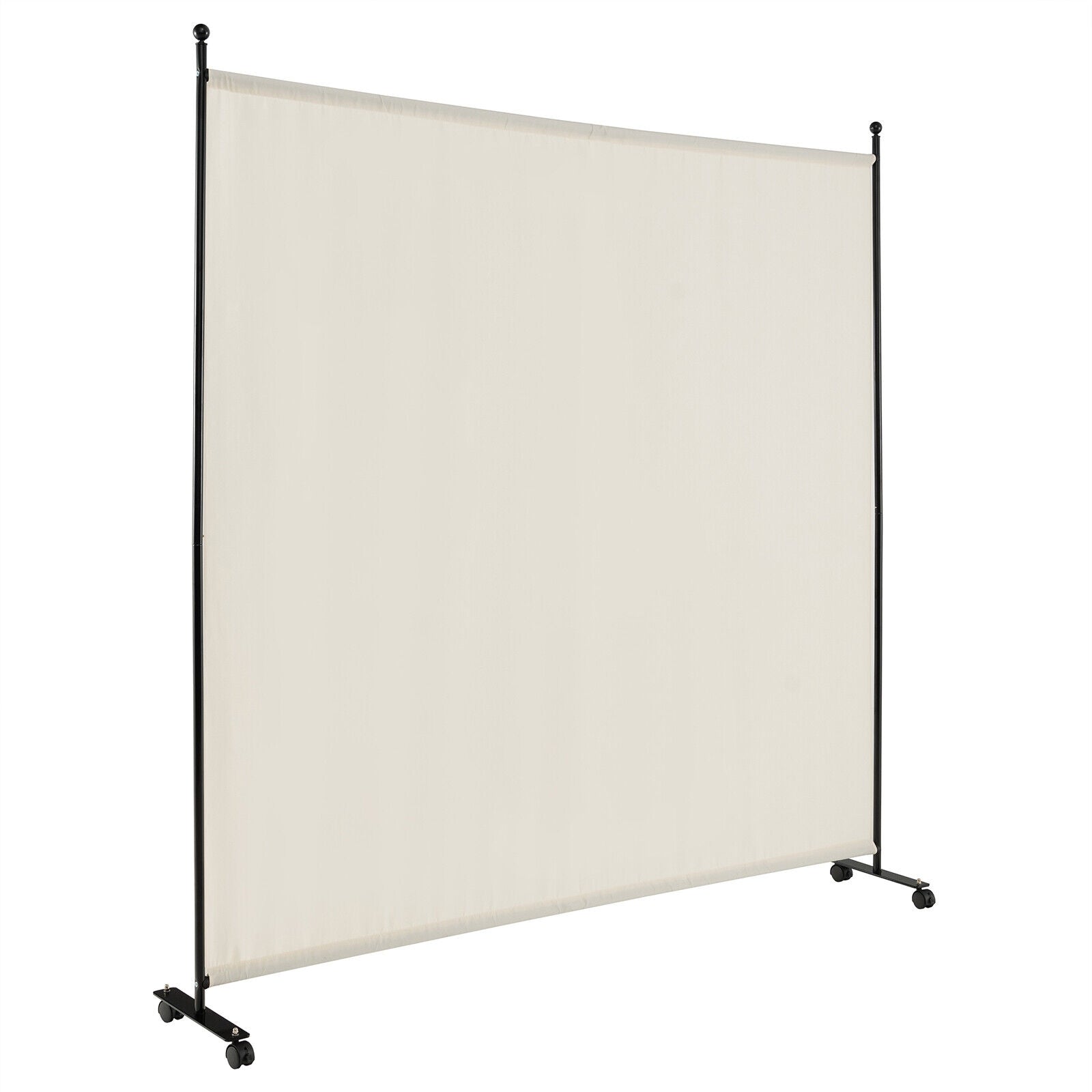 6 Feet Single Panel Rolling Room Divider with Smooth Wheels, White Room Dividers at Gallery Canada
