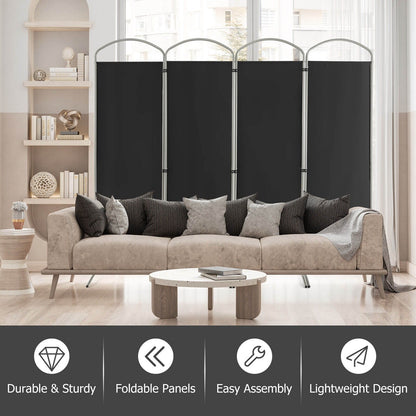 6.2Ft Folding 4-Panel Room Divider for Home Office Living Room, Black - Gallery Canada