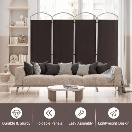 6.2Ft Folding 4-Panel Room Divider for Home Office Living Room , Brown - Gallery Canada