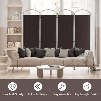 6.2Ft Folding 4-Panel Room Divider for Home Office Living Room , Brown Room Dividers   at Gallery Canada