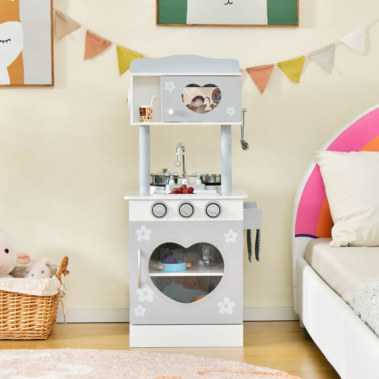 Chef Pretend Kitchen Playset with Cooking Oven and Sink for Toddlers, White Play Kitchen Sets   at Gallery Canada