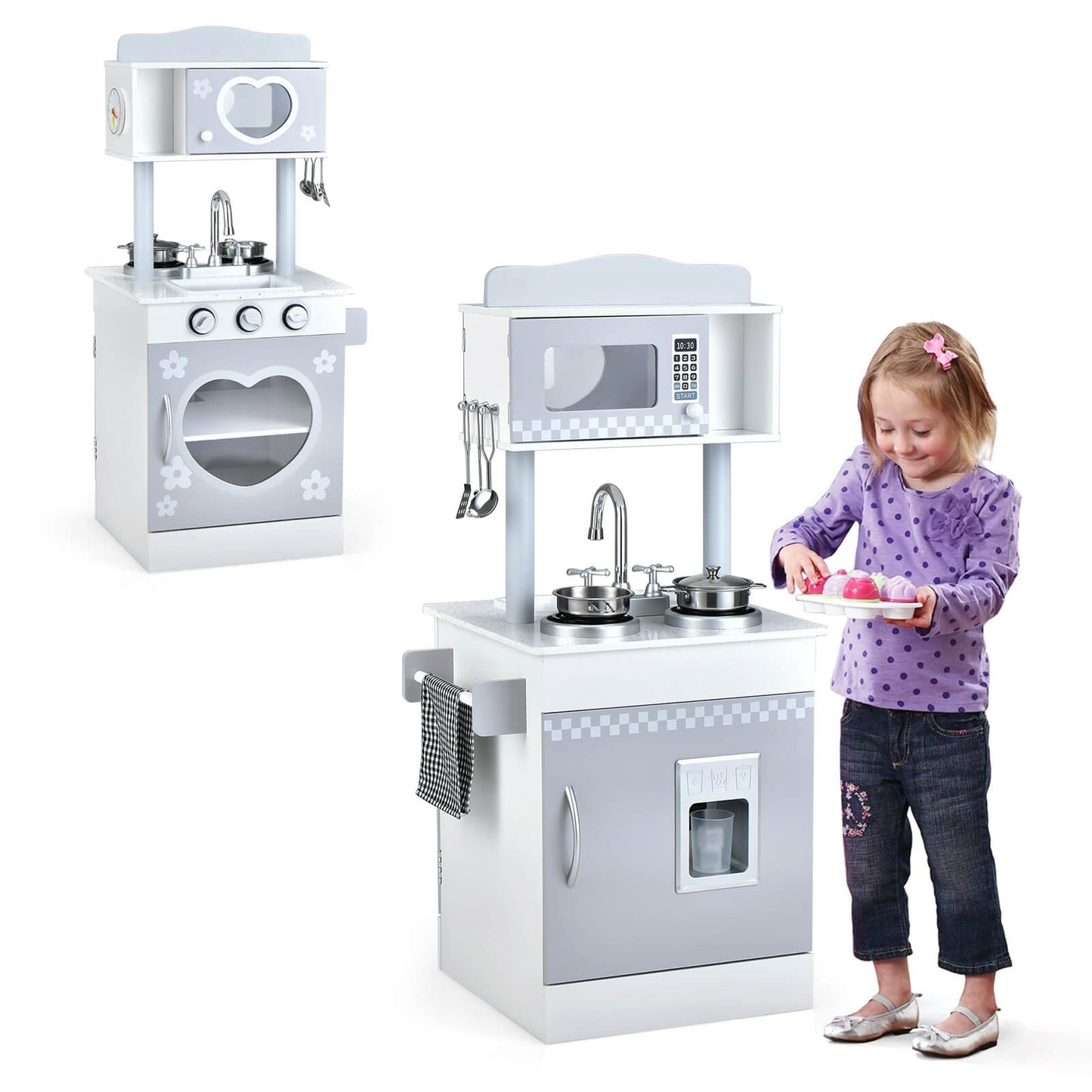 Chef Pretend Kitchen Playset with Cooking Oven and Sink for Toddlers, White Play Kitchen Sets   at Gallery Canada