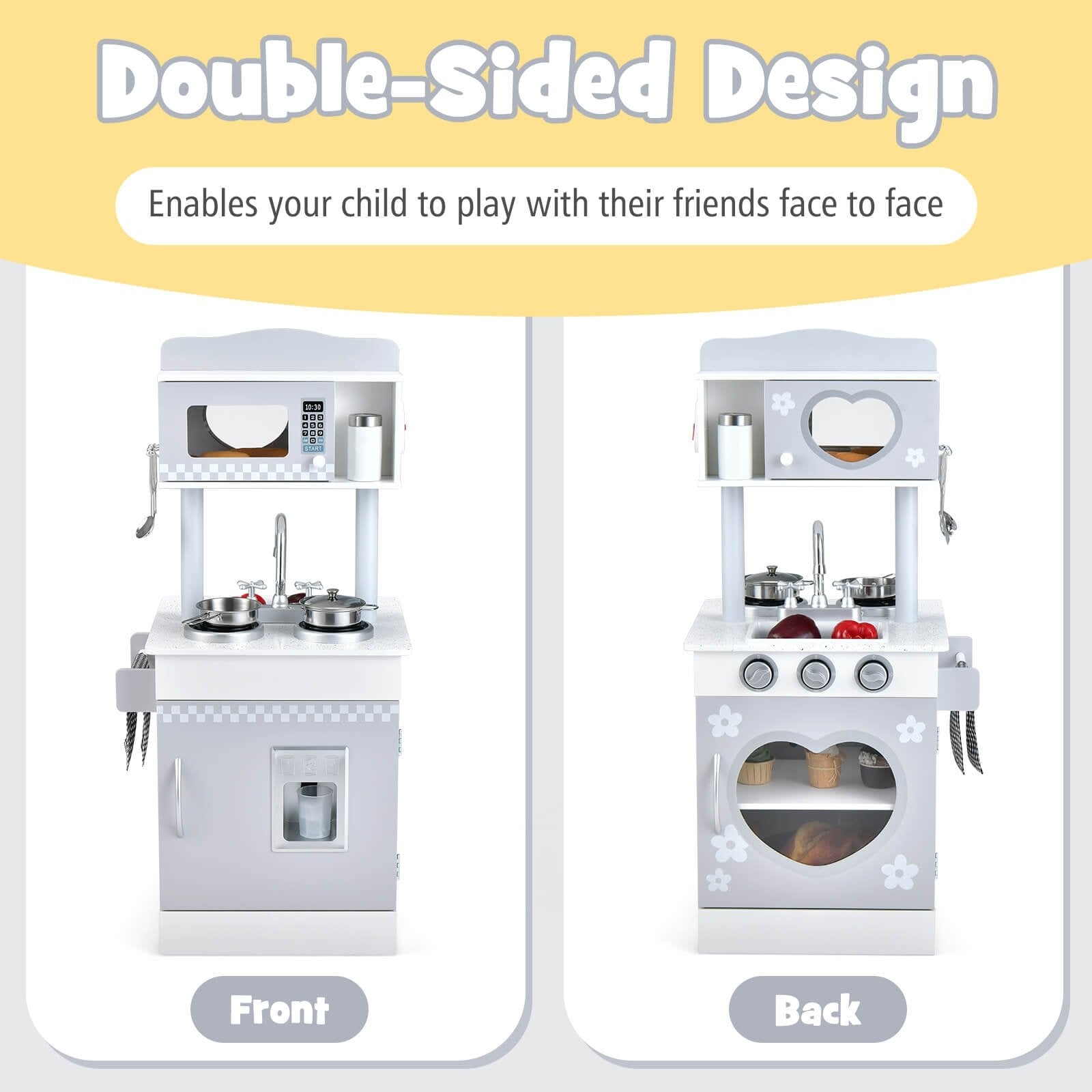 Chef Pretend Kitchen Playset with Cooking Oven and Sink for Toddlers, White Play Kitchen Sets   at Gallery Canada