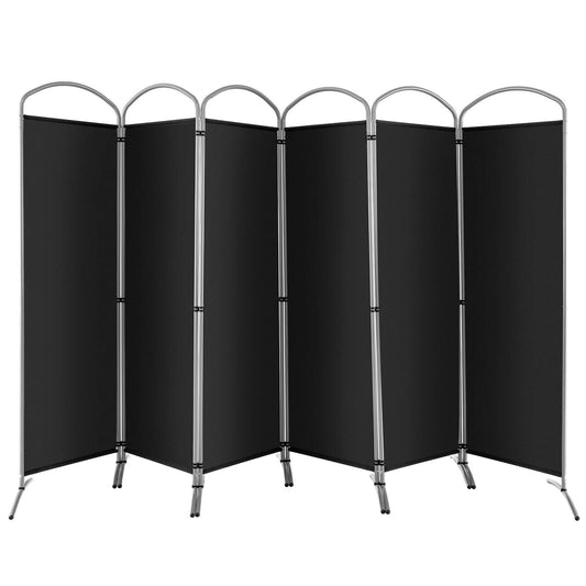 6 Feet 6-Panels Freestanding Folding Privacy Screen, Black Room Dividers Black  at Gallery Canada