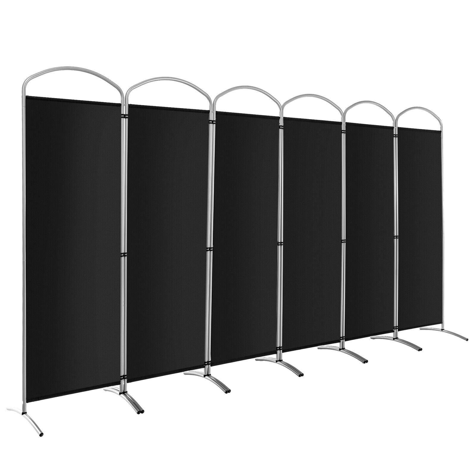 6 Feet 6-Panels Freestanding Folding Privacy Screen, Black Room Dividers   at Gallery Canada
