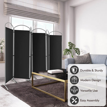 6 Feet 6-Panels Freestanding Folding Privacy Screen, Black Room Dividers   at Gallery Canada