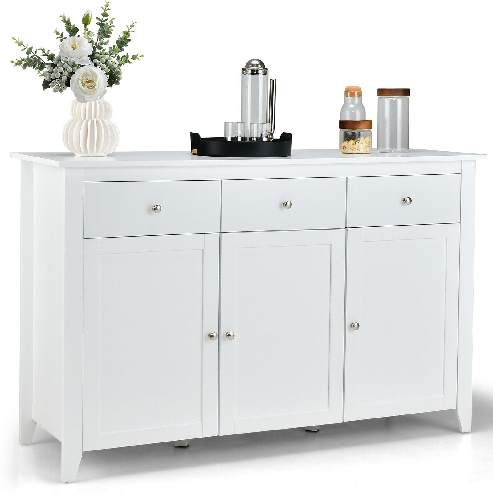 Kitchen Wooden Storage with 3 Drawers, White Sideboards Cabinets & Buffets   at Gallery Canada