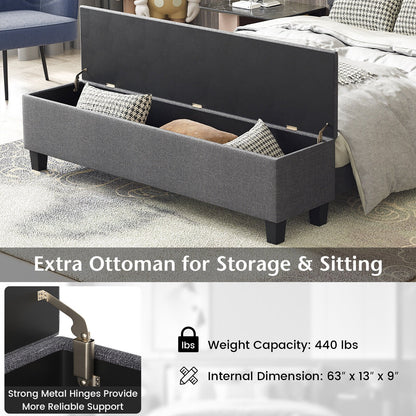 Full/Queen/Twin Upholstered Bed Frame with Ottoman Storage-Queen Size, Gray Simple Bed Frame   at Gallery Canada