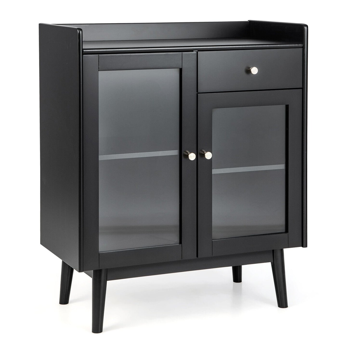 Kitchen Buffet Sideboard with 2 Tempered Glass Doors and Drawer, Black Sideboards Cabinets & Buffets   at Gallery Canada