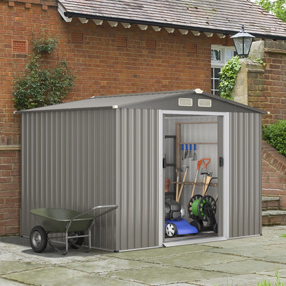 8 x 6 Feet Galvanized Steel Storage Shed for Garden Yard, Gray Sheds & Outdoor Storage   at Gallery Canada