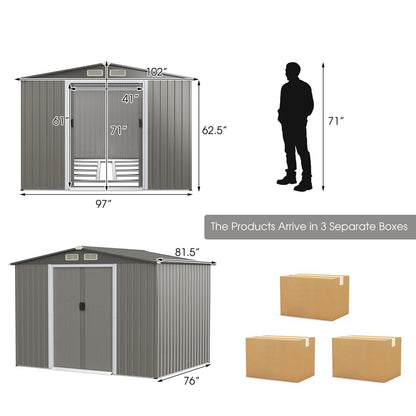 8 x 6 Feet Galvanized Steel Storage Shed for Garden Yard, Gray Sheds & Outdoor Storage   at Gallery Canada