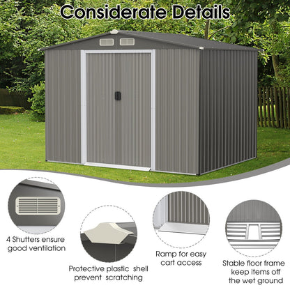 8 x 6 Feet Galvanized Steel Storage Shed for Garden Yard, Gray Sheds & Outdoor Storage   at Gallery Canada