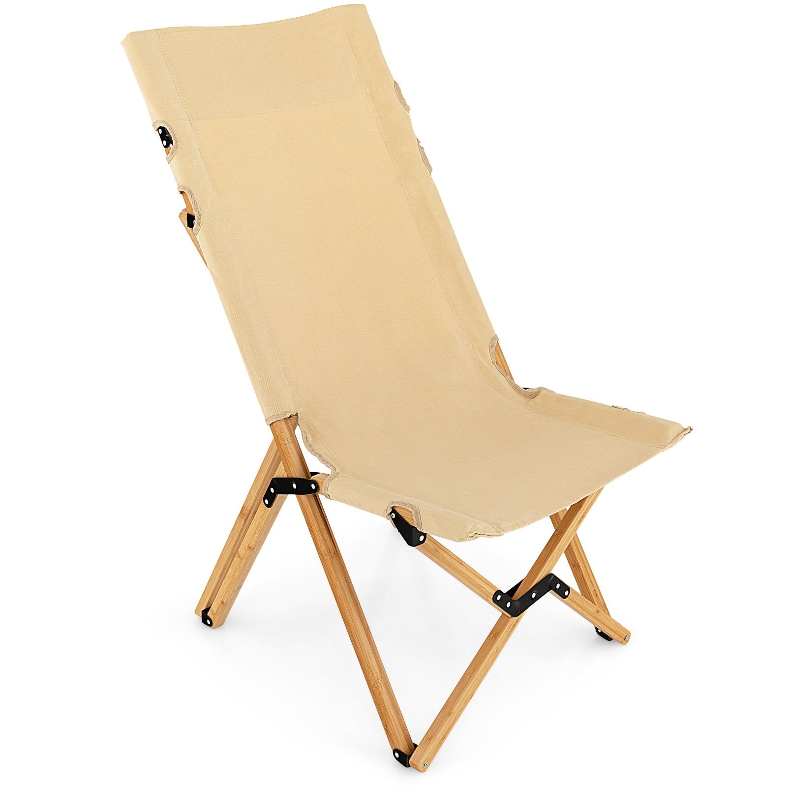 Bamboo Folding Camping Chair with 2-Level Adjustable Backrest, Natural Outdoor Seating & Patio Chairs   at Gallery Canada