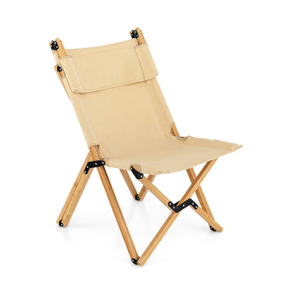 Bamboo Folding Camping Chair with 2-Level Adjustable Backrest, Natural Outdoor Seating & Patio Chairs   at Gallery Canada