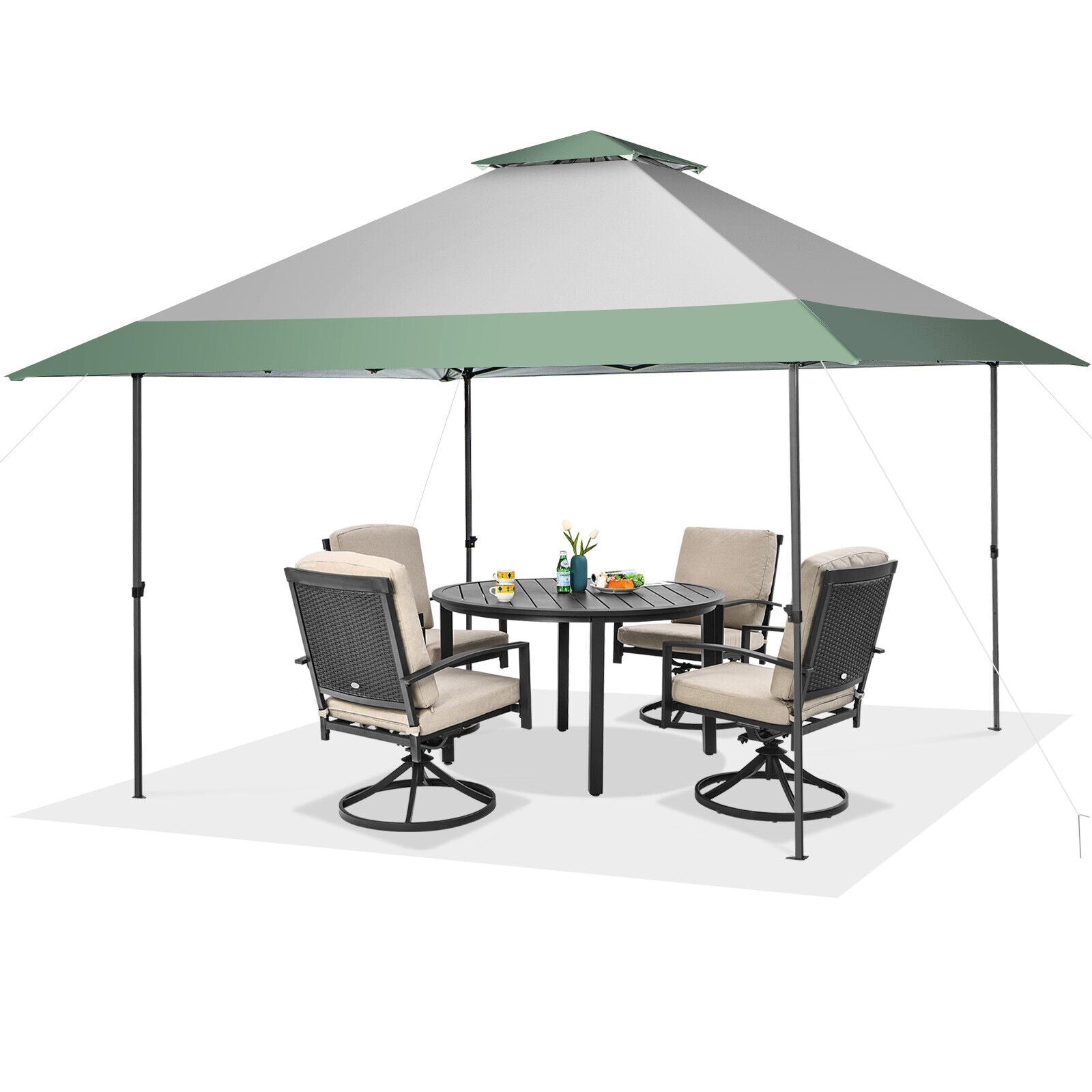 13 x 13 Feet Pop-Up Patio Canopy Tent with Shelter and Wheeled Bag, Gray Canopies at Gallery Canada
