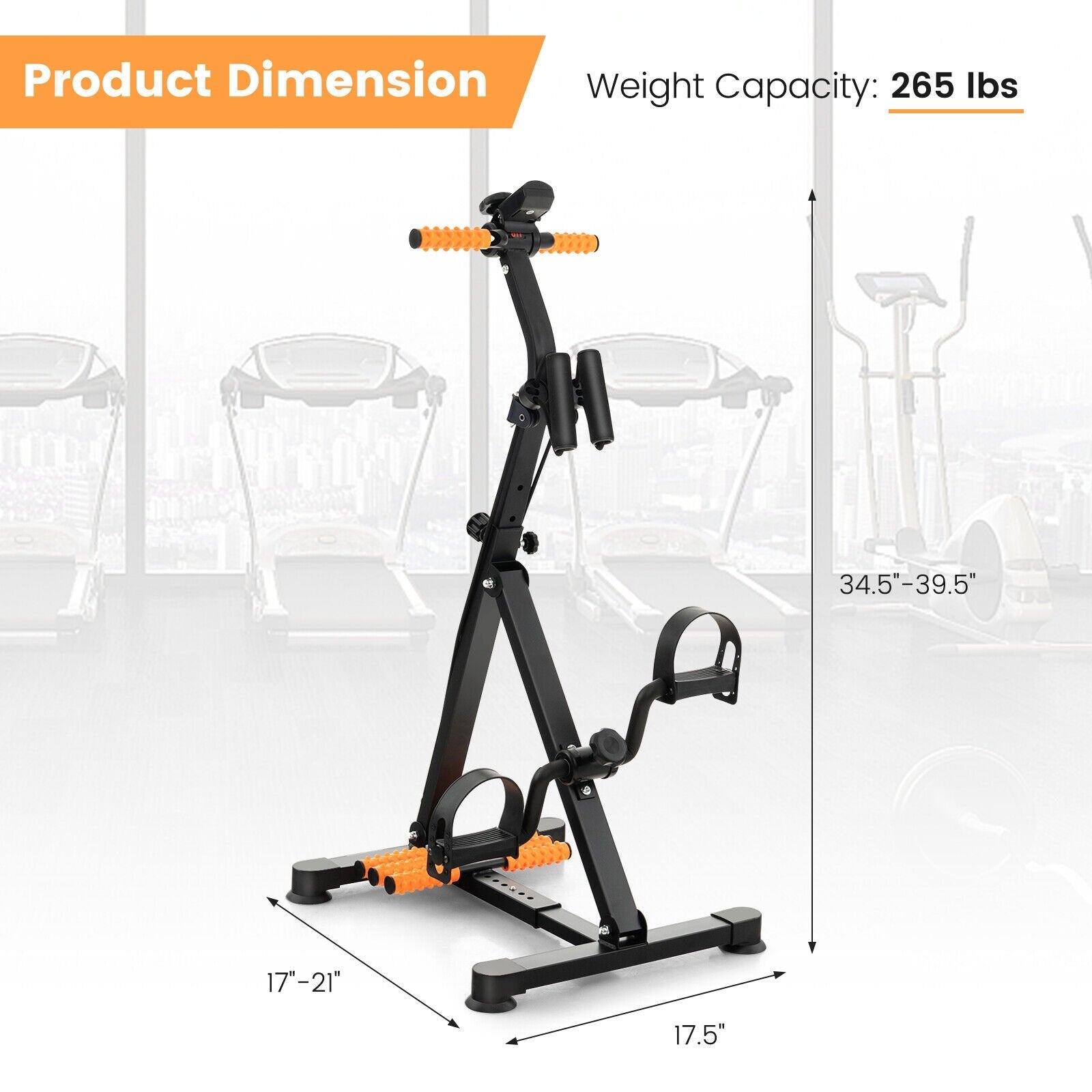 Adjustable LCD Pedal Exercise Bike with Massage, Yellow Exercise Bikes   at Gallery Canada