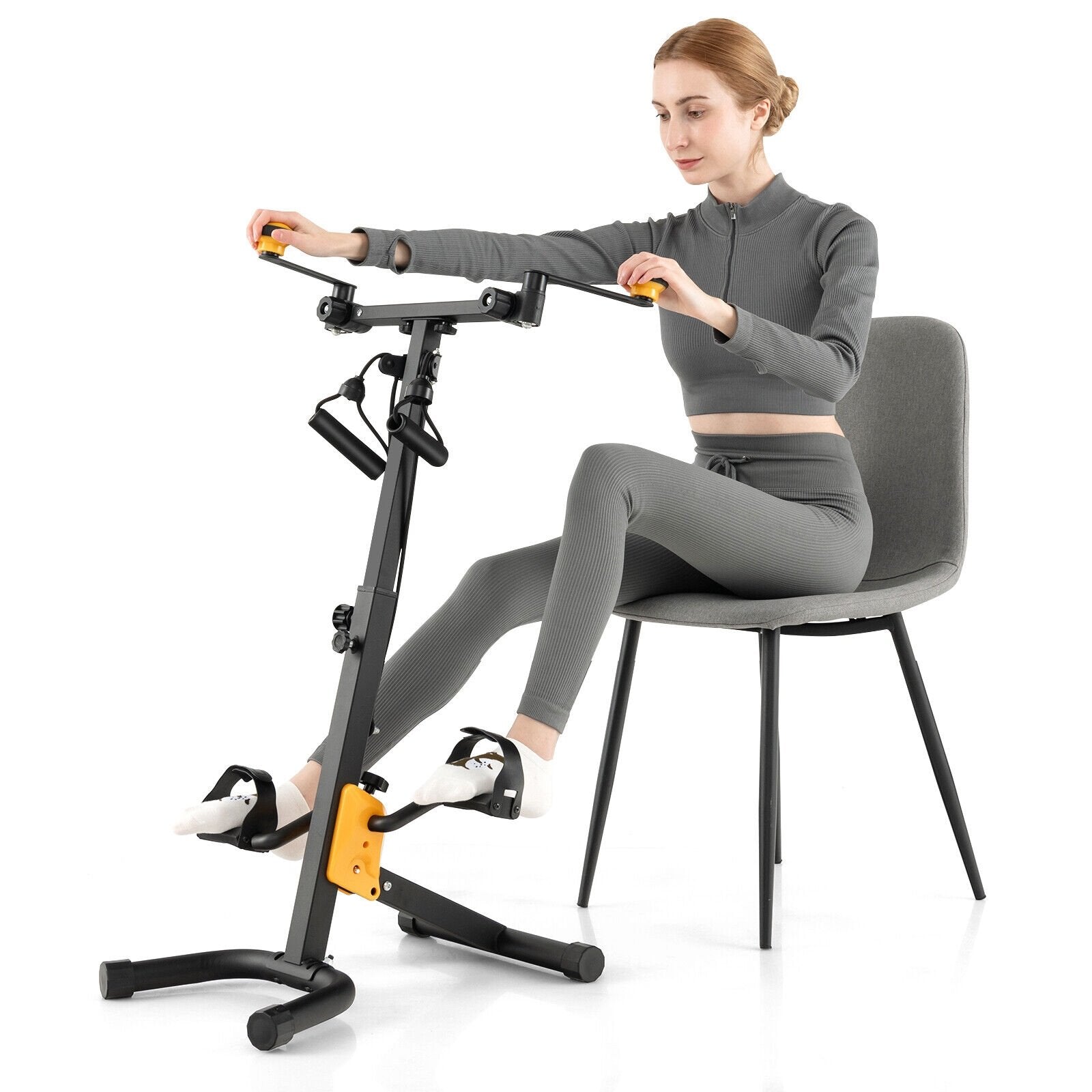 Folding Pedal Exercise Bike with Adjustable Resistance, Yellow Exercise Bikes   at Gallery Canada