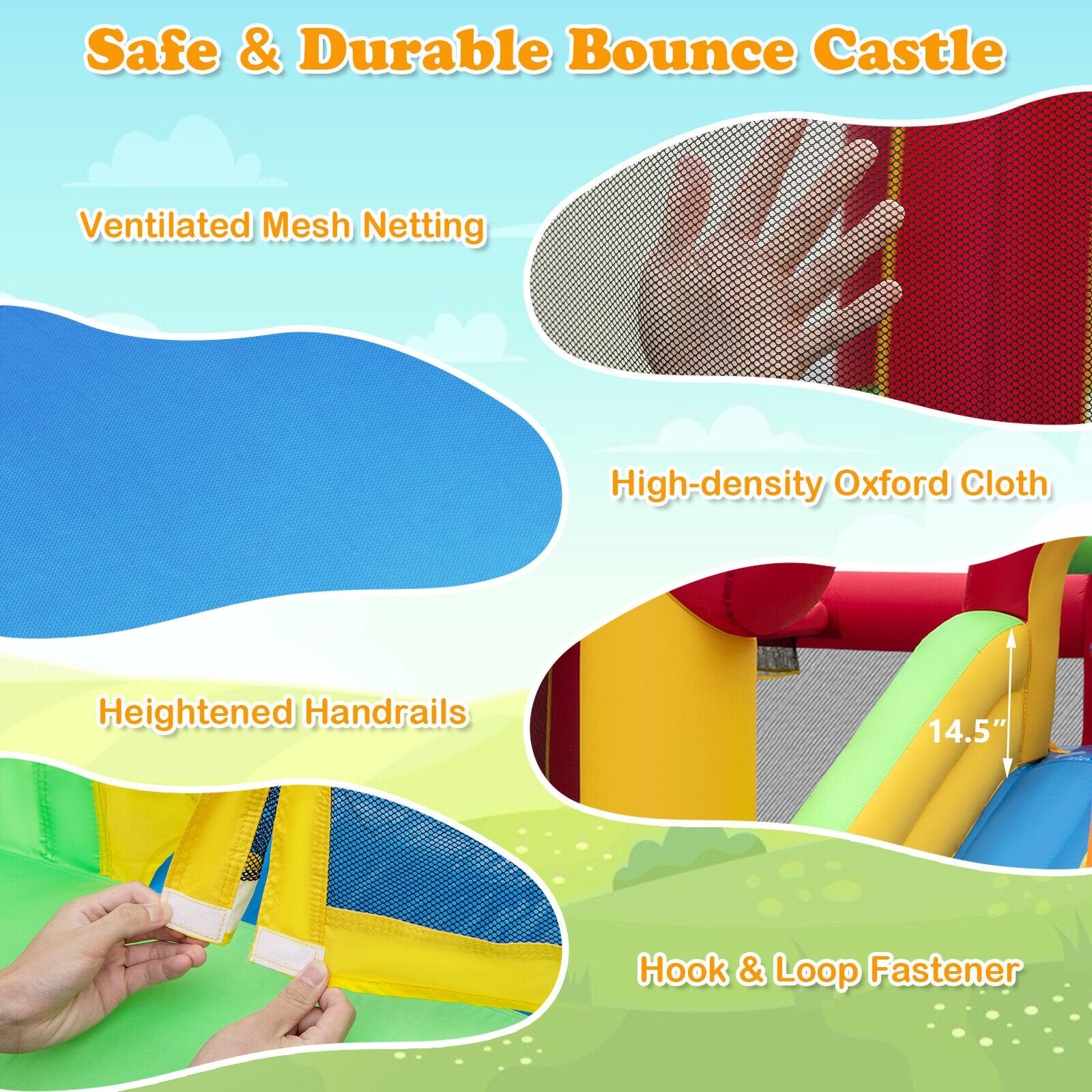 Inflatable Bounce House with Ocean Balls and 735W Air Blower, Multicolor Bounce House   at Gallery Canada