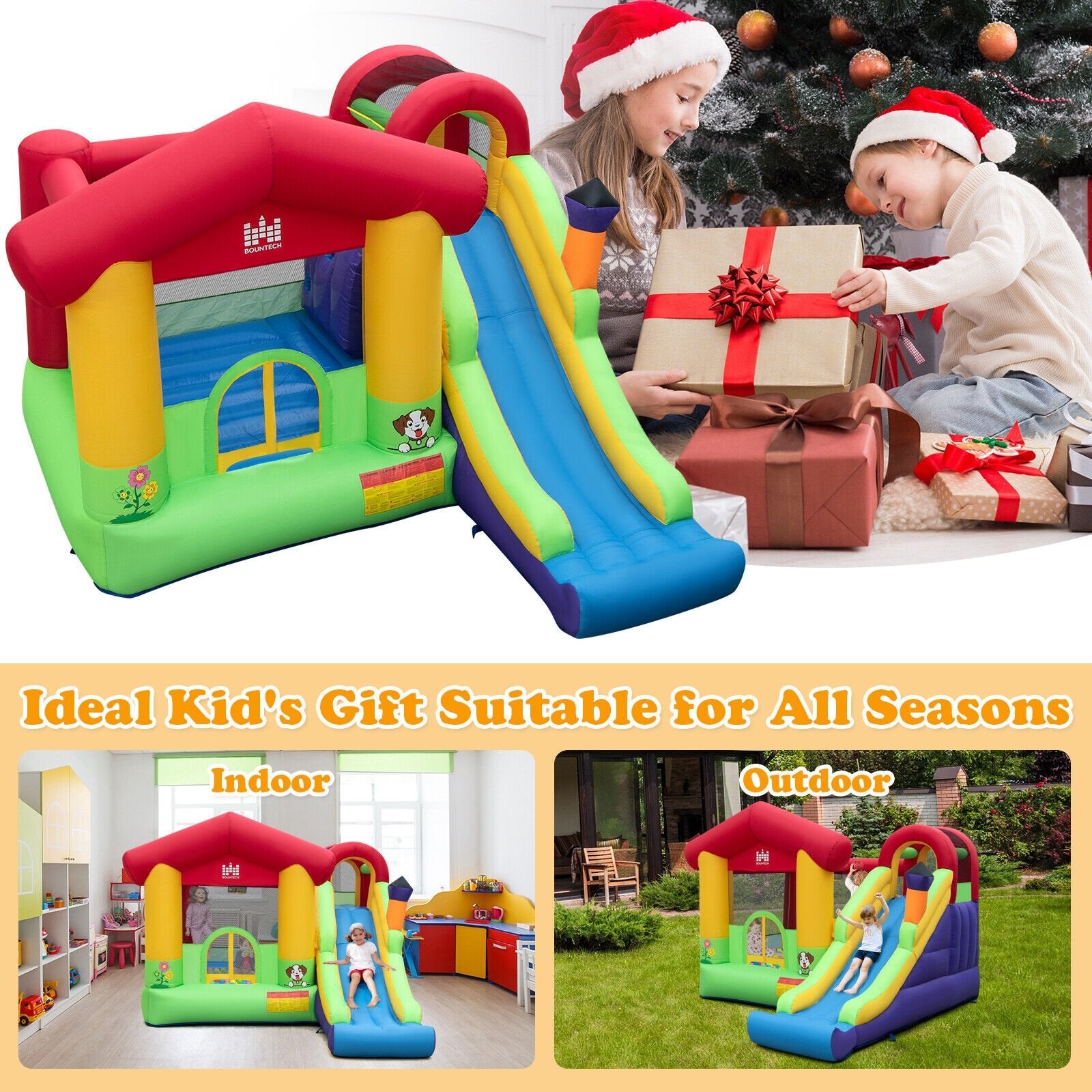 Inflatable Bounce House with Ocean Balls and 735W Air Blower, Multicolor - Gallery Canada