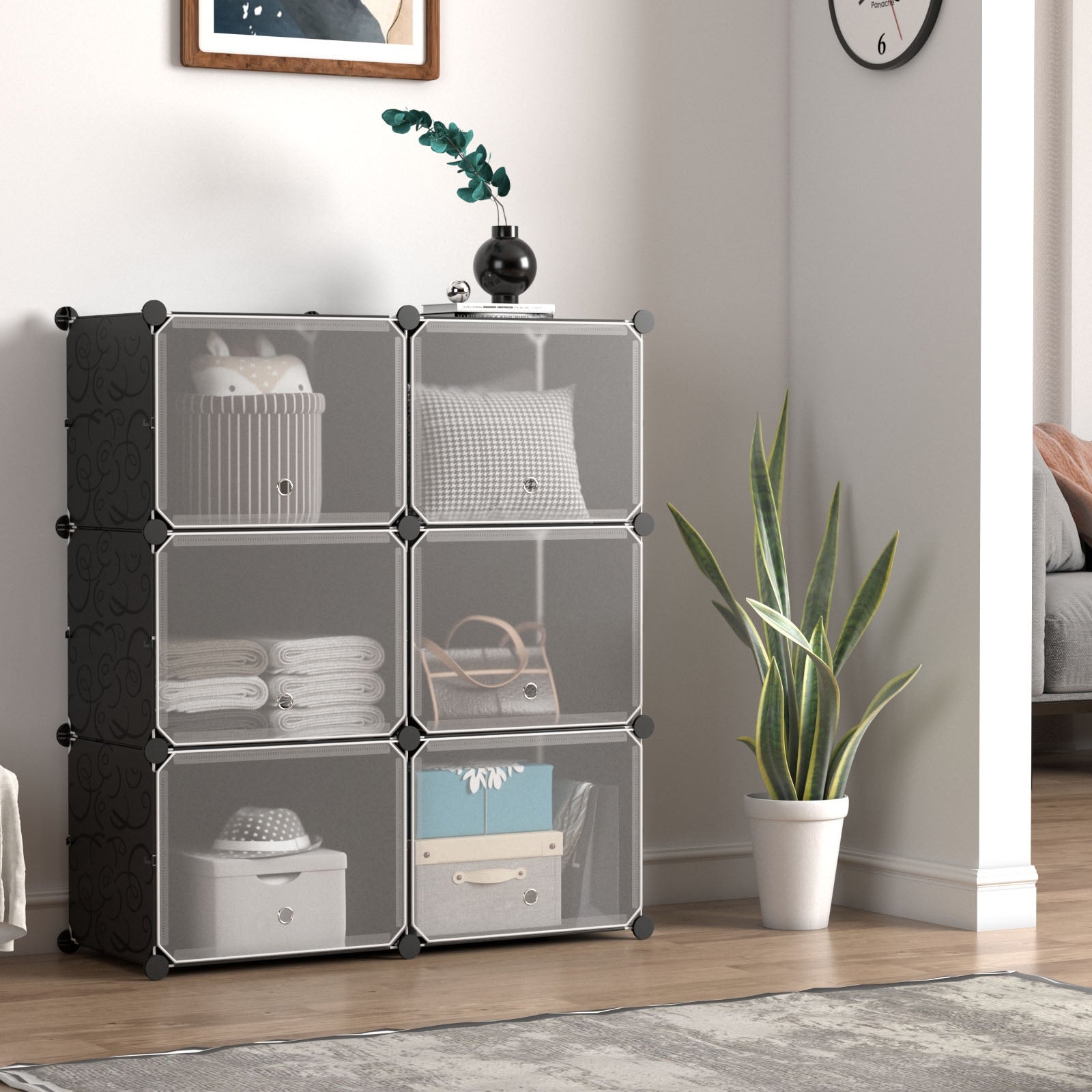 12-Cube 48 Pairs Portable Shoe Shelves with Hook, Black Shoe Racks & Storage Benches at Gallery Canada