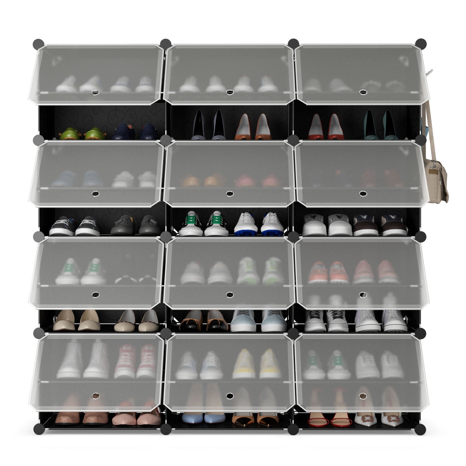 12-Cube 48 Pairs Portable Shoe Shelves with Hook, Black Shoe Racks & Storage Benches at Gallery Canada