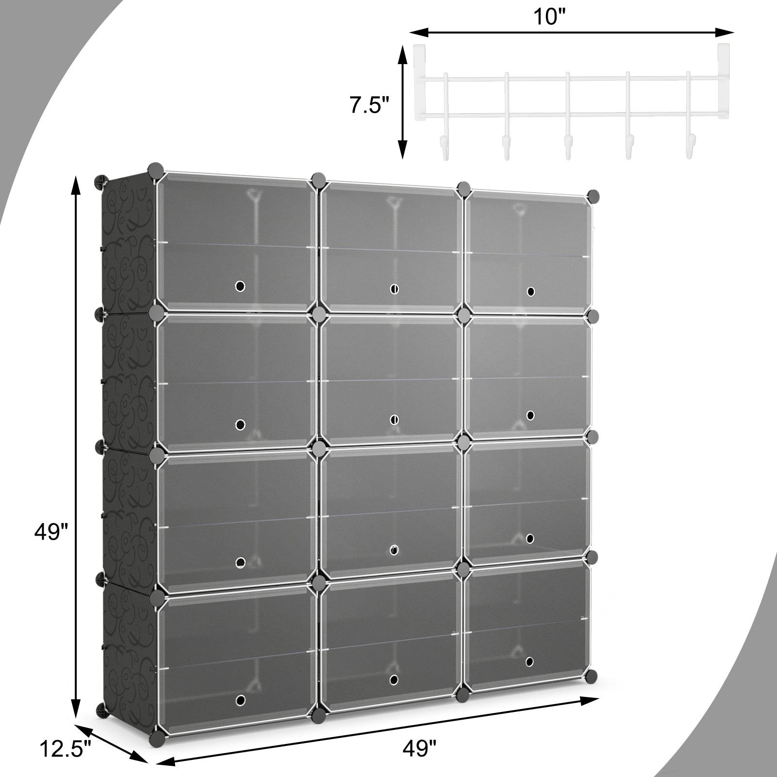 12-Cube 48 Pairs Portable Shoe Shelves with Hook, Black Shoe Racks & Storage Benches at Gallery Canada