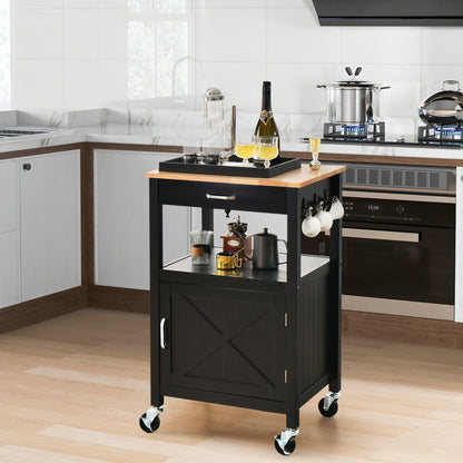 Rolling Kitchen Island Cart with Drawer and Side Hooks, Black Kitchen Islands & Carts   at Gallery Canada