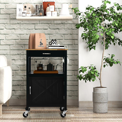 Rolling Kitchen Island Cart with Drawer and Side Hooks, Black Kitchen Islands & Carts   at Gallery Canada