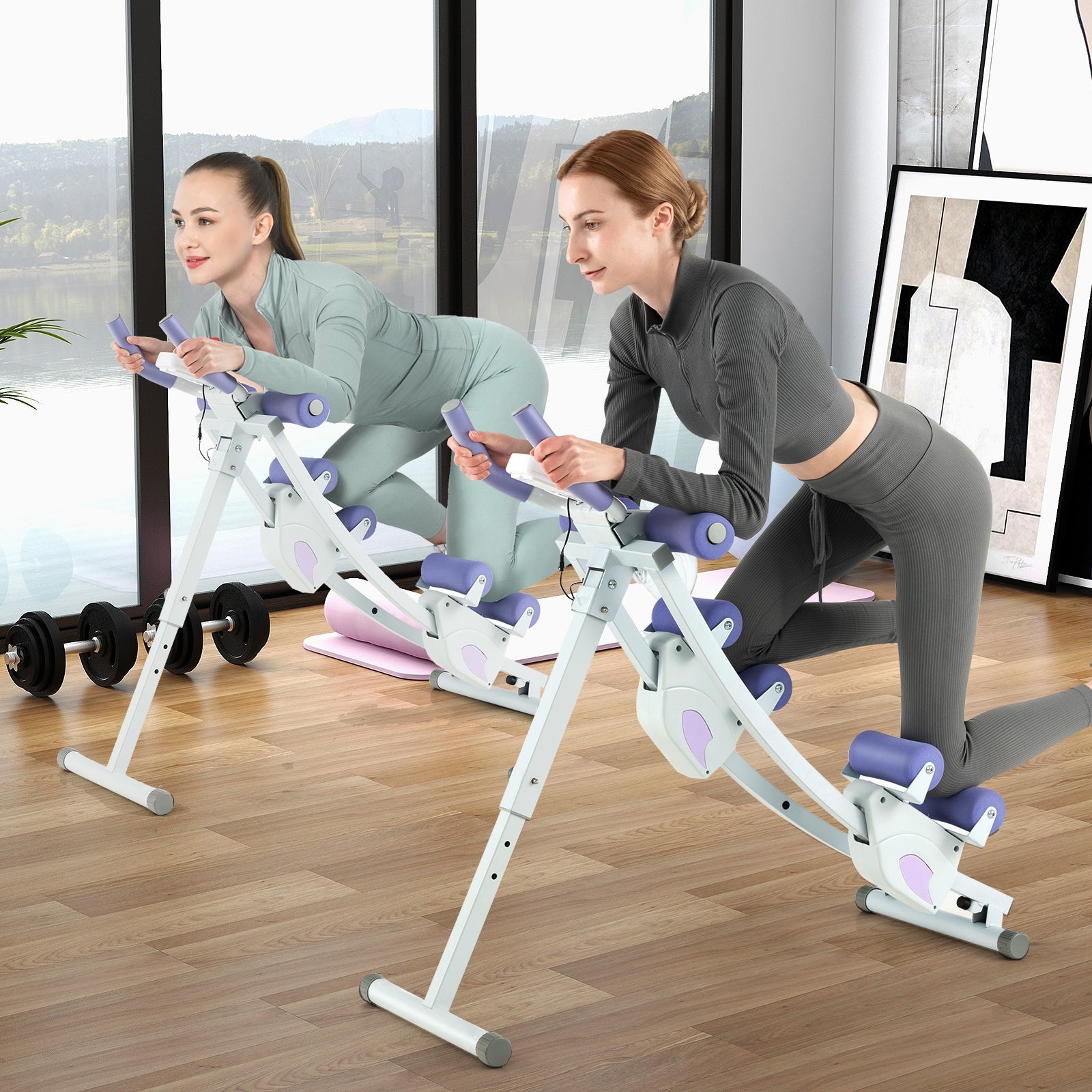 Ab Machine with LCD Monitor and 4 Adjustable Heights, Purple Elliptical Trainers at Gallery Canada