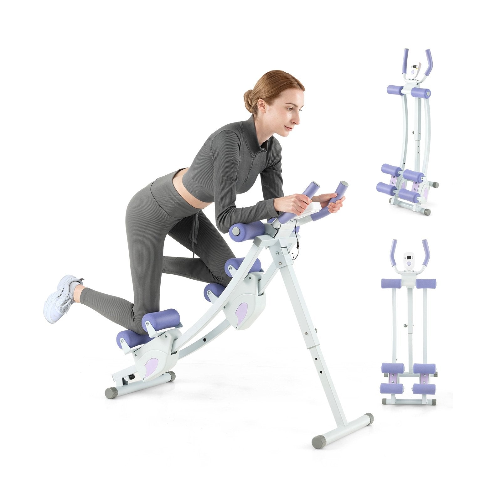 Ab Machine with LCD Monitor and 4 Adjustable Heights, Purple Elliptical Trainers   at Gallery Canada