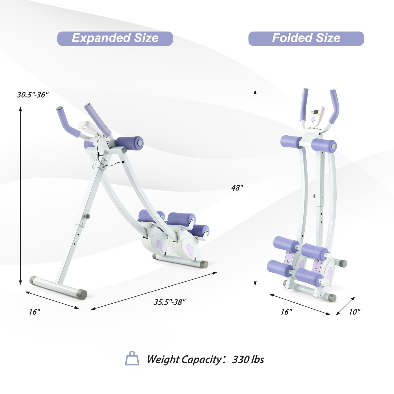 Ab Machine with LCD Monitor and 4 Adjustable Heights, Purple Elliptical Trainers at Gallery Canada