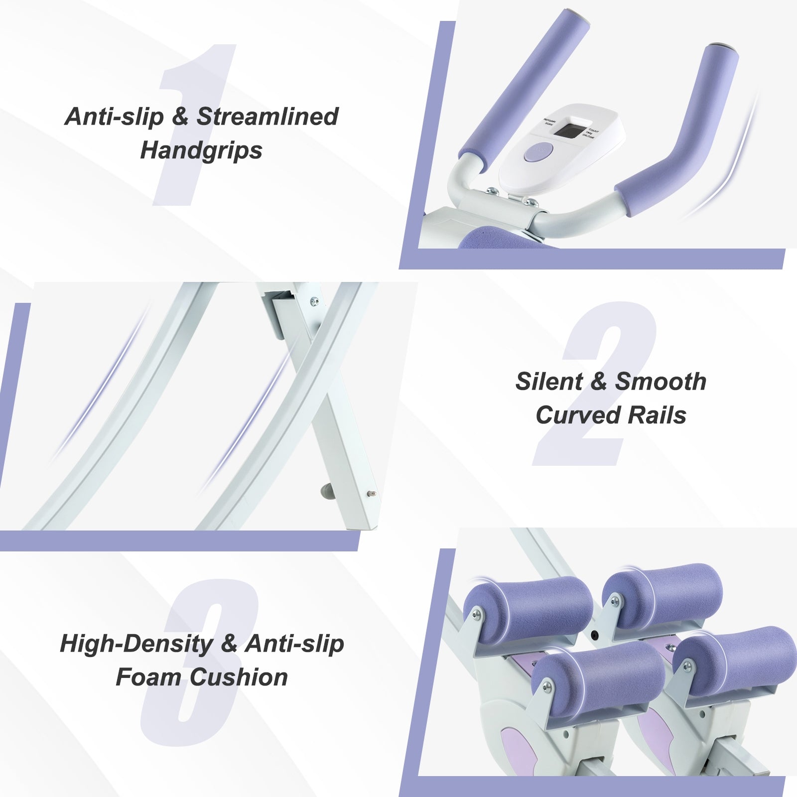 Ab Machine with LCD Monitor and 4 Adjustable Heights, Purple Elliptical Trainers at Gallery Canada