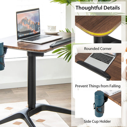 Pneumatic Standing Desk with Anti-fall Baffle and Cup Holder, Brown Laptop Tables & Printer Stands   at Gallery Canada