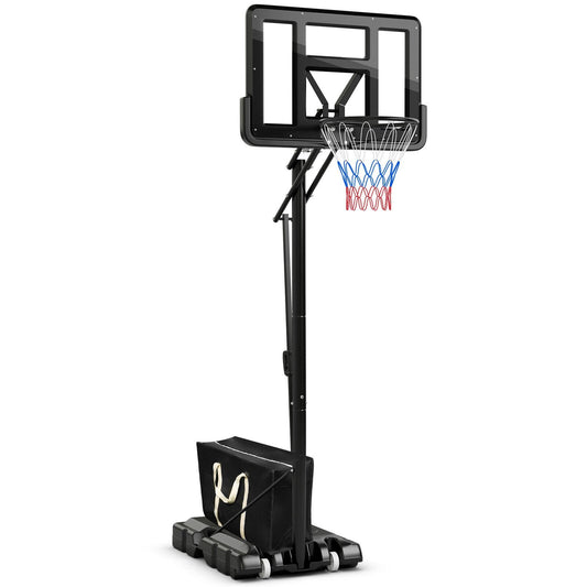 Portable Basketball Hoop with 4.6 to 10 Feet 10-Level Height Adjustable, Black - Gallery Canada