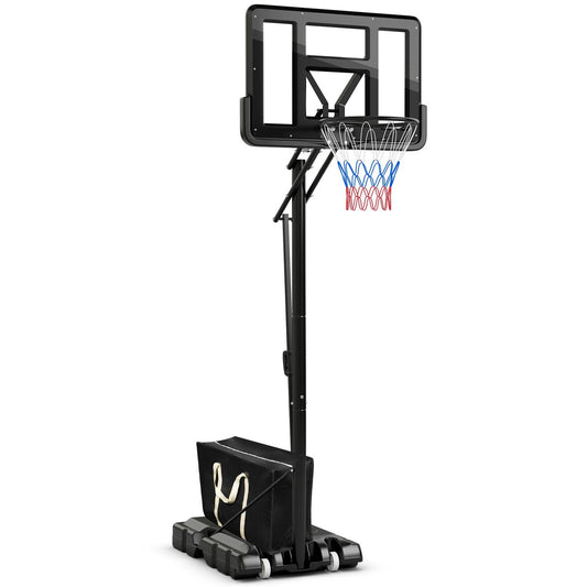 Portable Basketball Hoop with 4.6 to 10 Feet 10-Level Height Adjustable, Black Sport Equipments Black  at Gallery Canada